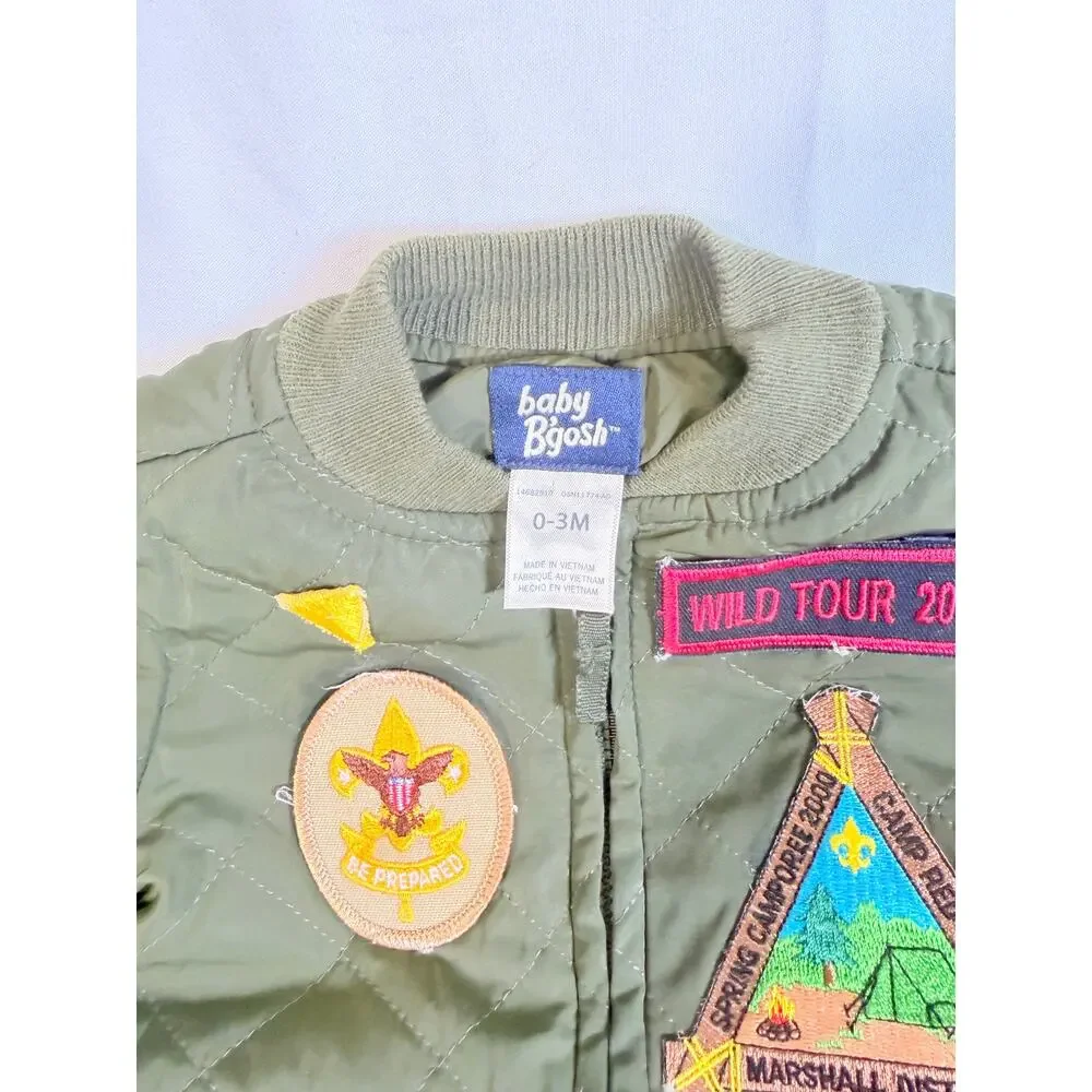 Baby BGosh Vintage (2000)Bomber Jacket  Quilted Zip Up With Patches 0-3months